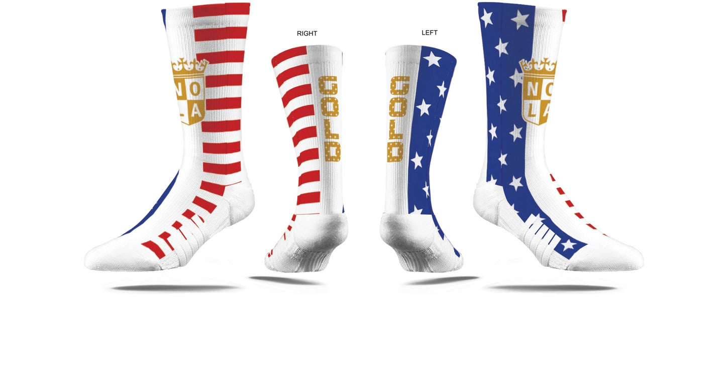 Nola Gold Socks Crew Red White Blue