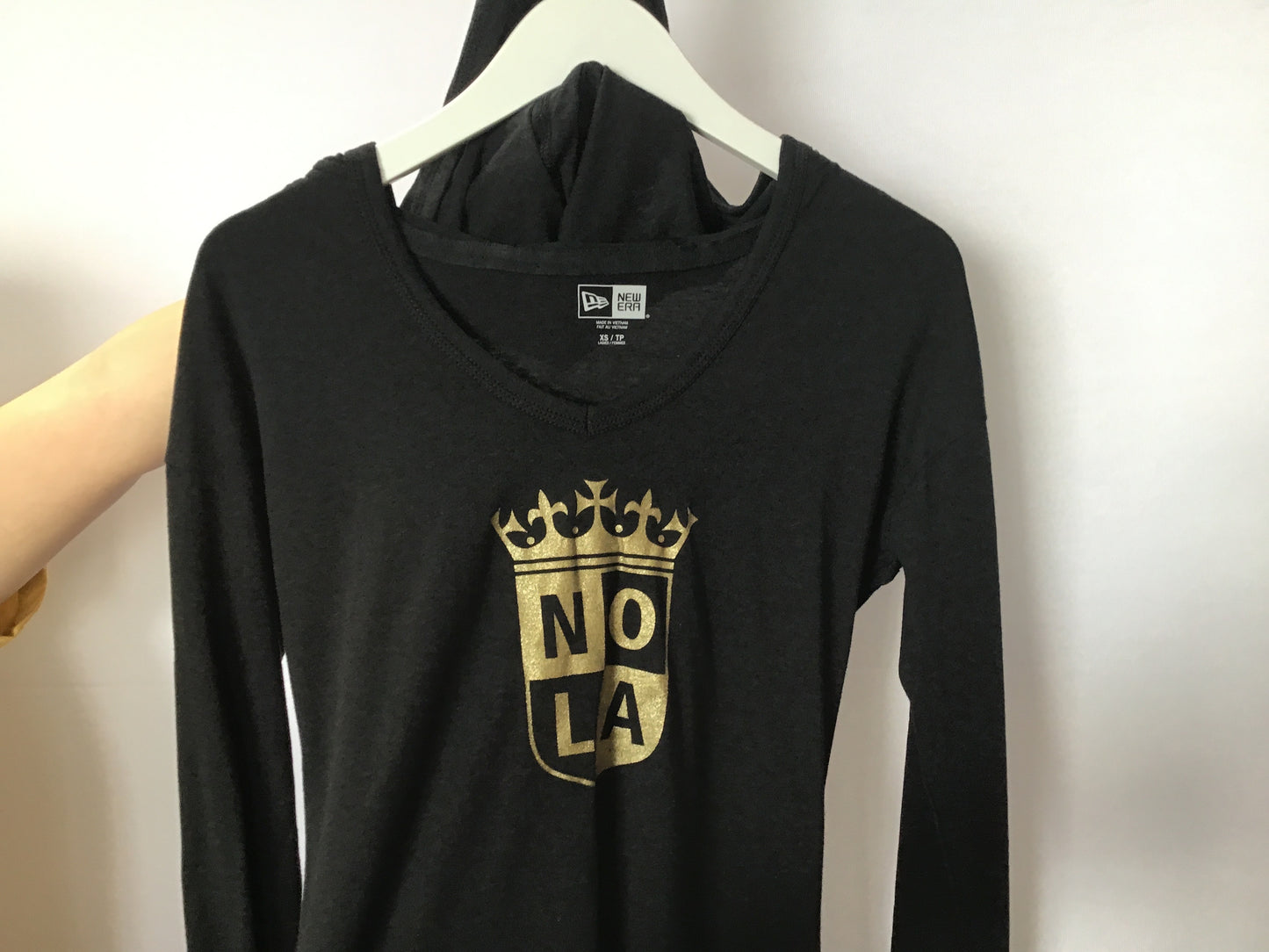 Nola Gold Black long sleeve Hooded shirt