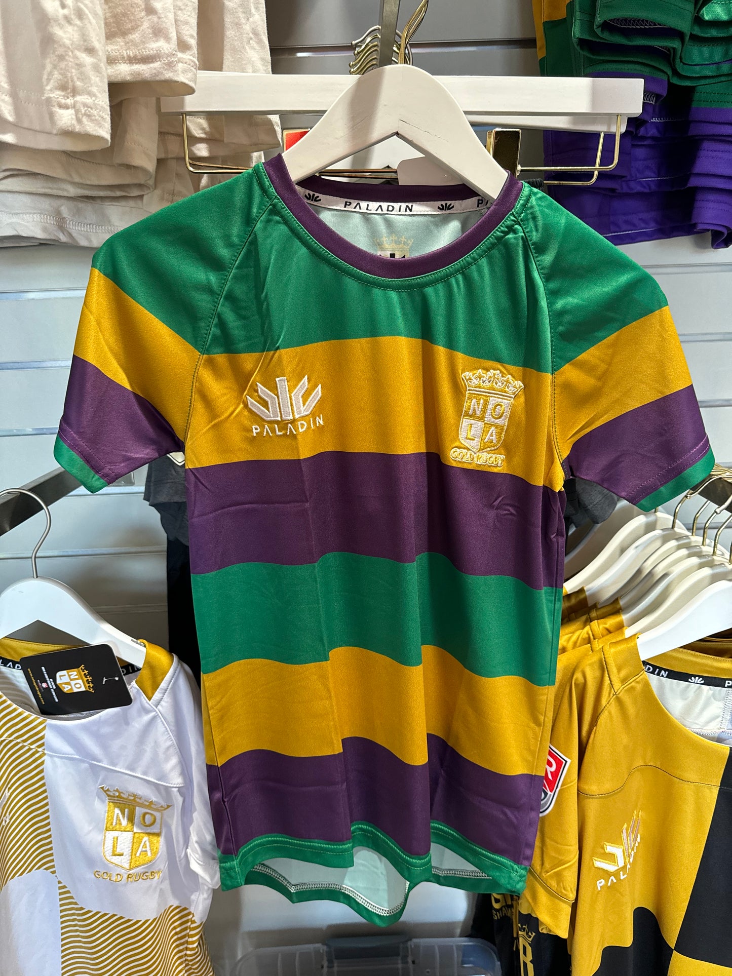 NOLA GOLD Youth Mardi Gras Performance Tee – NOLA GOLD Rugby