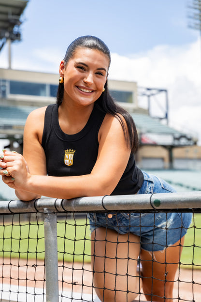 NOLA GOLD Black Ribbed Crop Tank