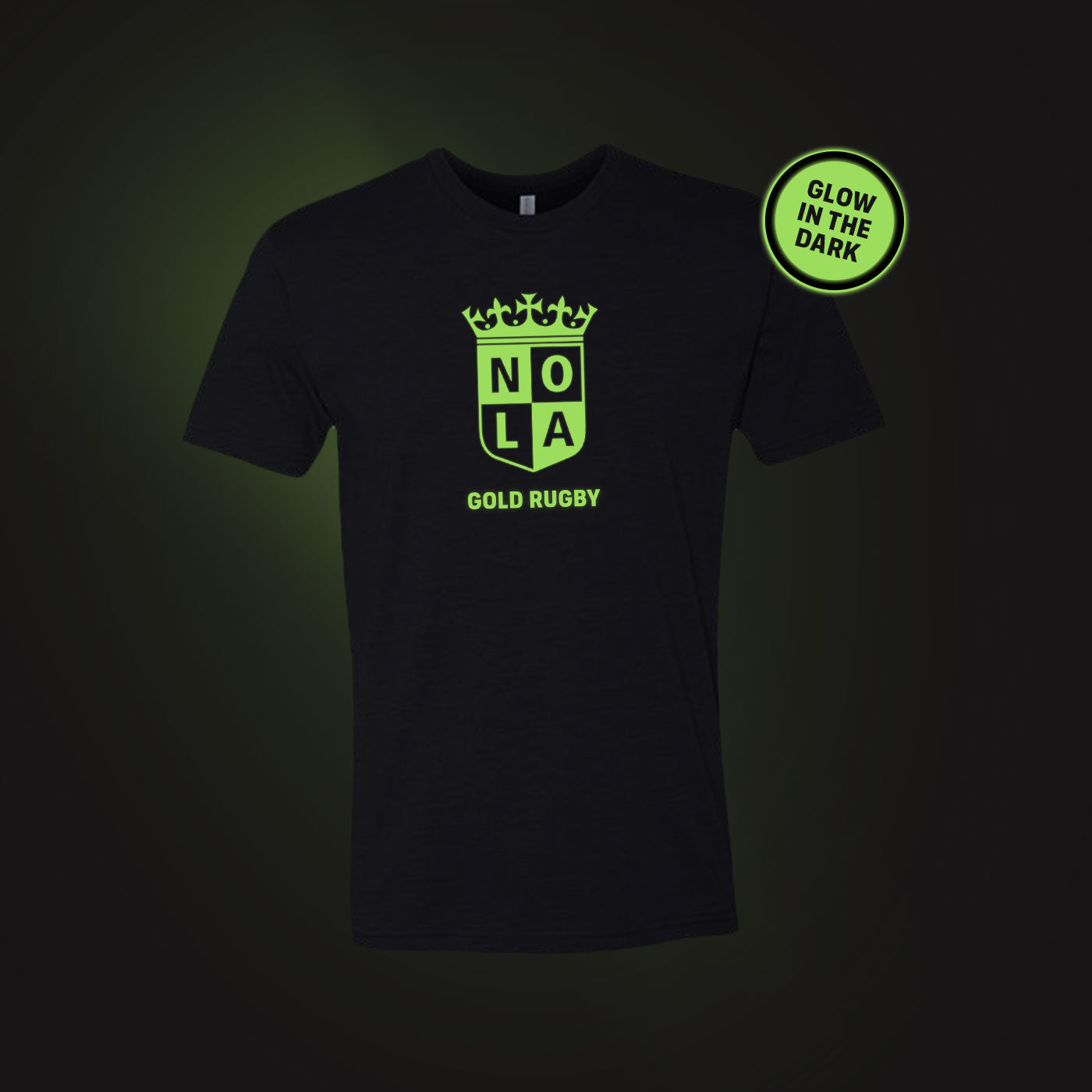 NOLA GOLD Rugby Black Glow in the Dark Unisex Crewneck T-Shirt