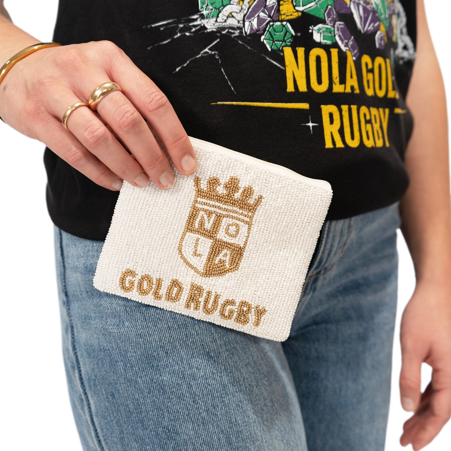 NOLA Gold Beaded Coin Purse