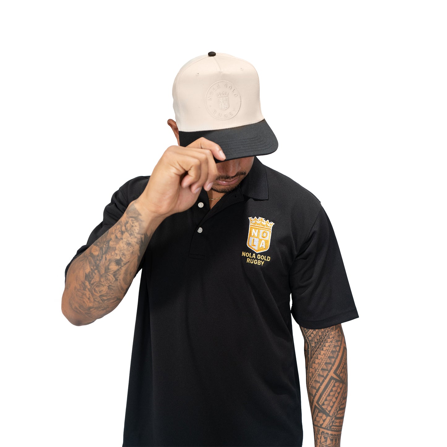 NOLA Gold Men's Black Performance Polo