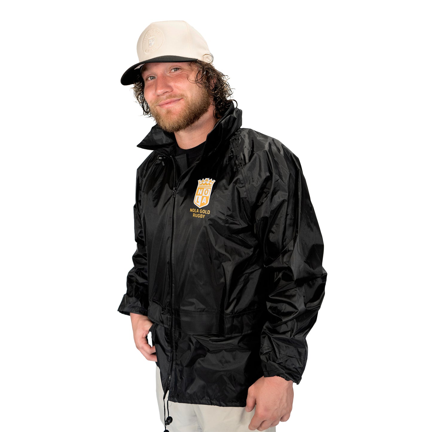 NOLA Gold Unisex Black Rain Jacket