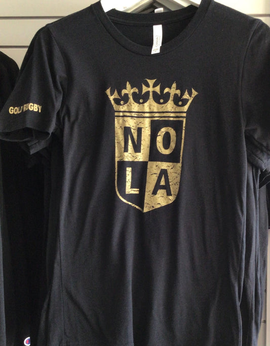 NOLA GOLD Bella Canvas Black Shirt Logo Round Neck